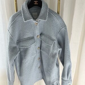Sky blue Sherpa Jacket with Button Closure
